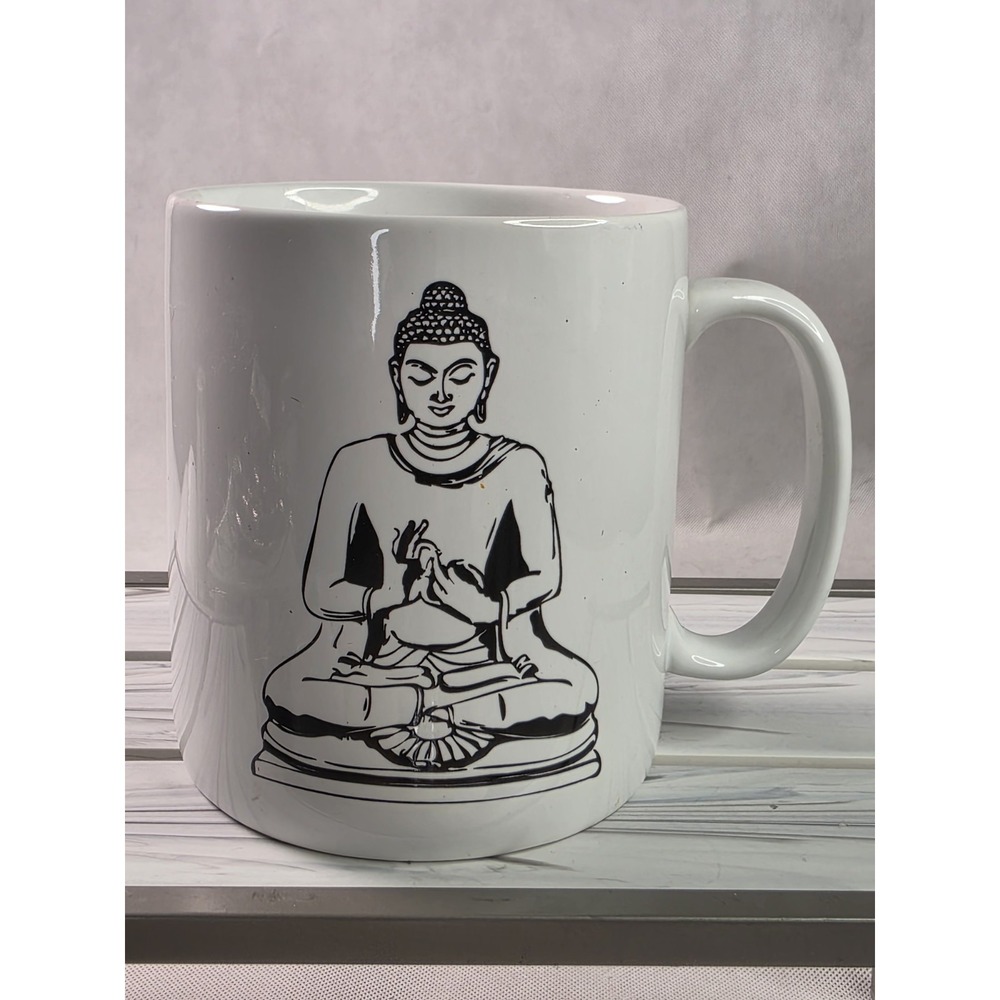 COVENTRY Zen Meditating Buddha Oversized Jumbo Coffee Mug / Cup - Quote on Peace